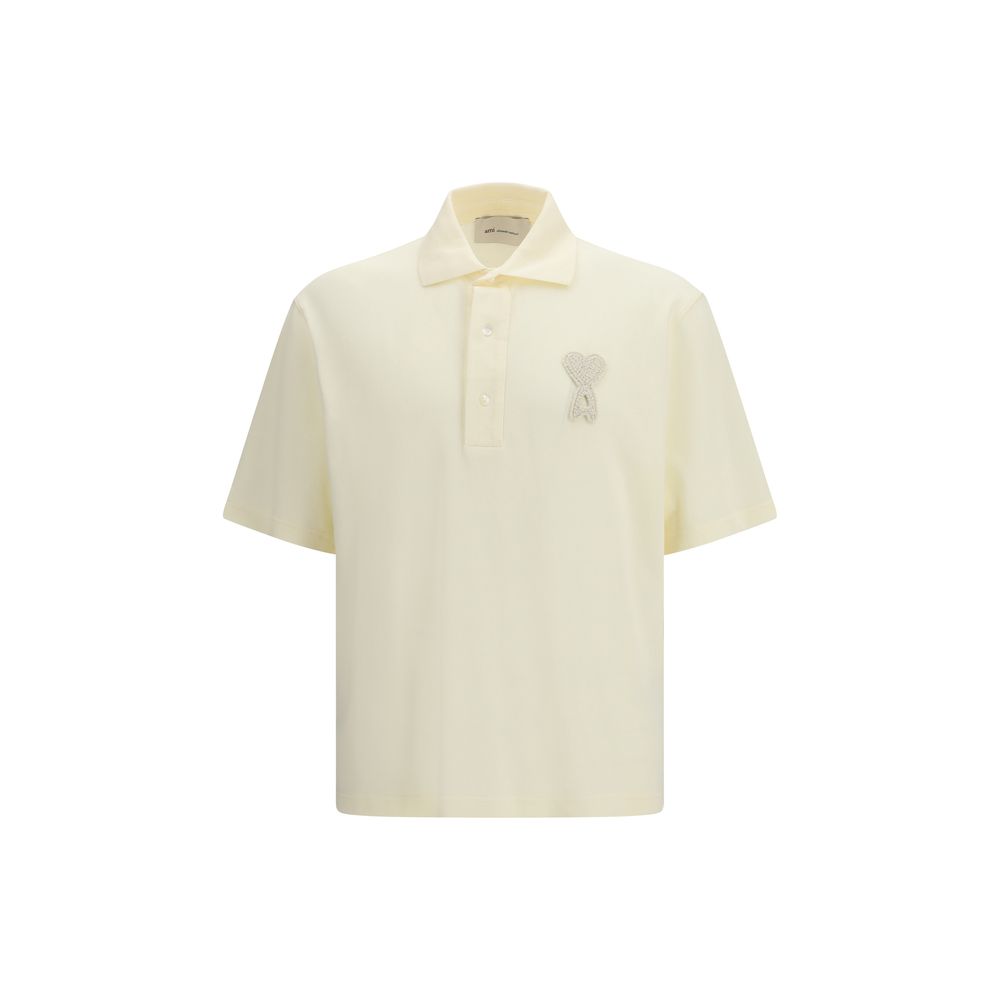 Ami Paris Beige Cotton Polo Shirt - Luxe Nova