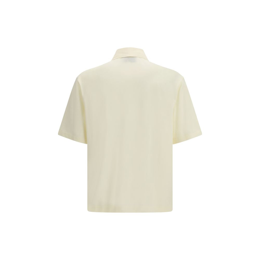 Ami Paris Beige Cotton Polo Shirt - Luxe Nova