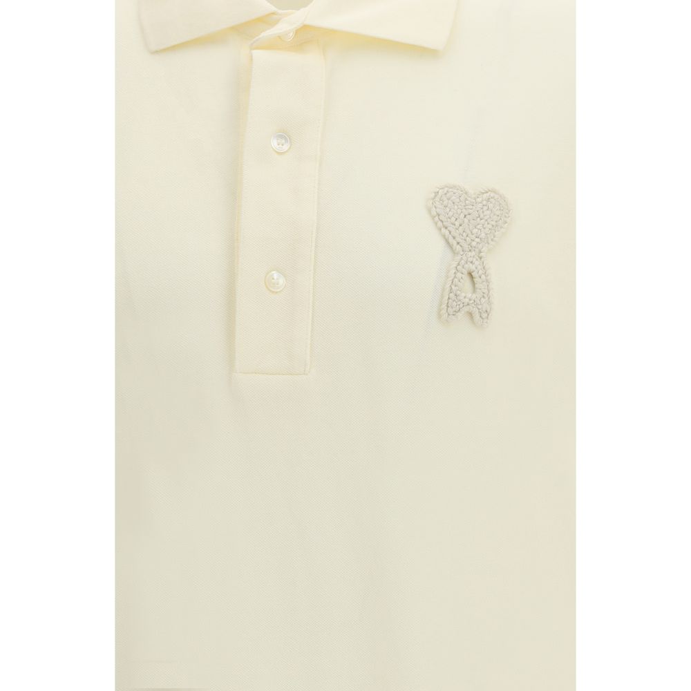 Ami Paris Beige Cotton Polo Shirt - Luxe Nova