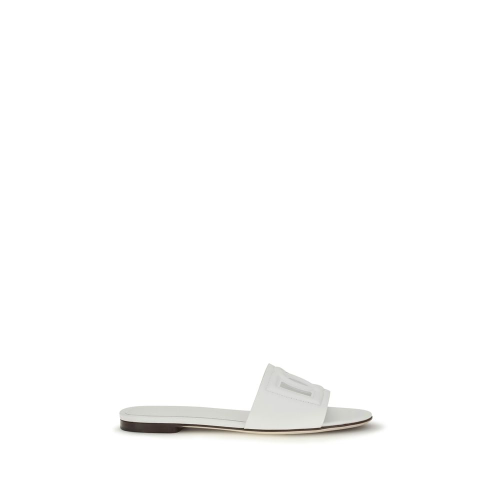Dolce & Gabbana White Calf Leather Bos Taurus Sandals - Luxe Nova
