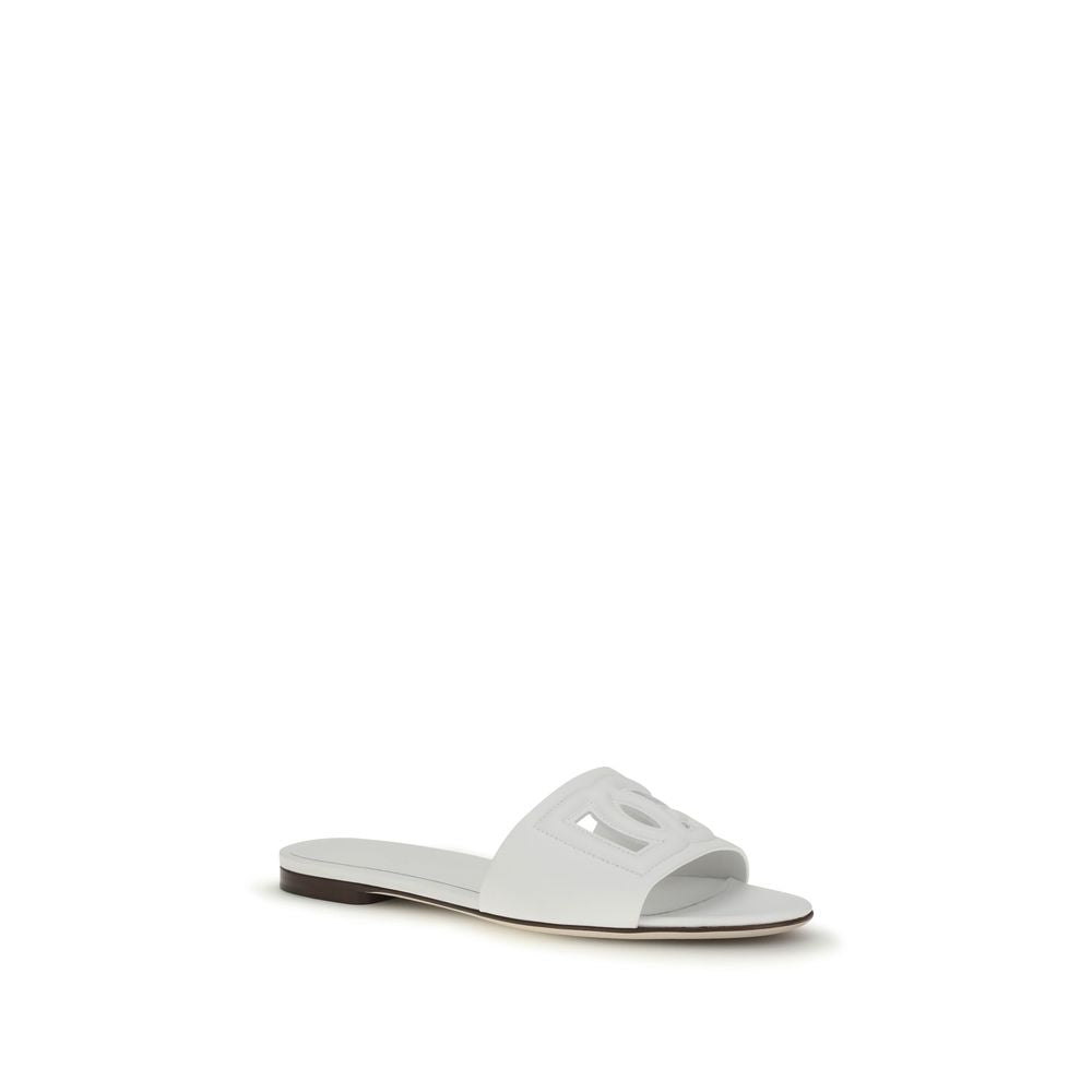 Dolce & Gabbana White Calf Leather Bos Taurus Sandals - Luxe Nova