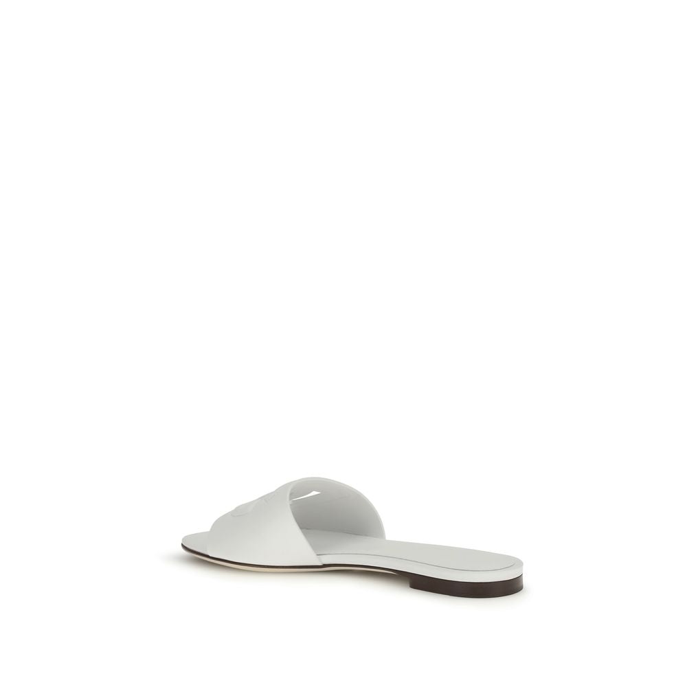 Dolce & Gabbana White Calf Leather Bos Taurus Sandals - Luxe Nova