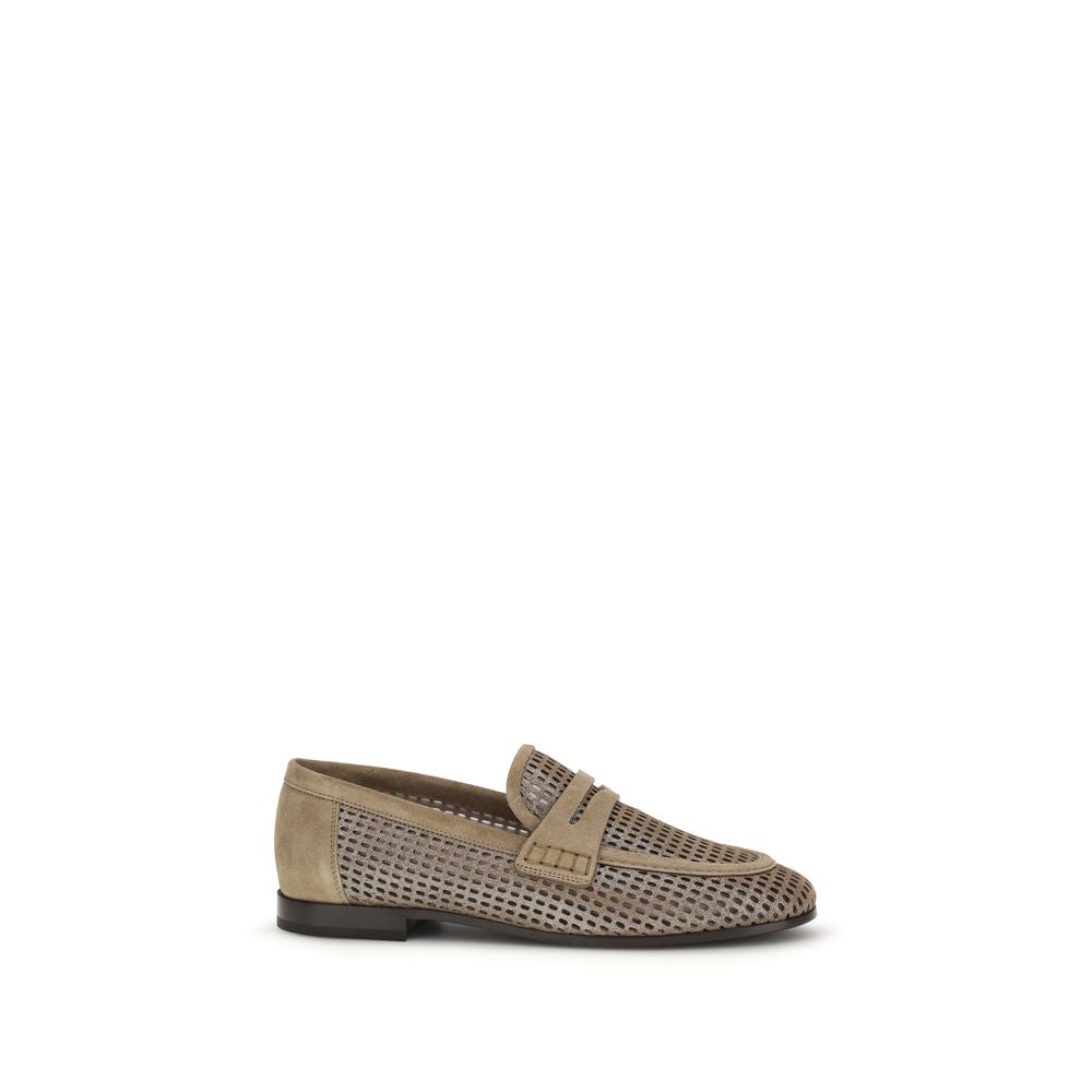 Brunello Cucinelli Beige Calf Leather Bos Taurus Slip-On Loafers - Luxe Nova