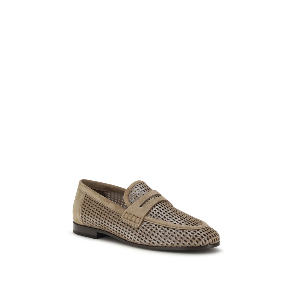 Brunello Cucinelli Beige Calf Leather Bos Taurus Slip-On Loafers - Luxe Nova