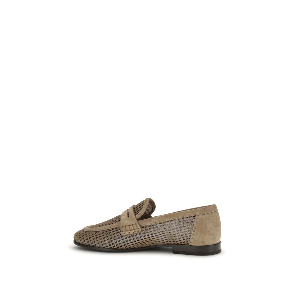 Brunello Cucinelli Beige Calf Leather Bos Taurus Slip-On Loafers - Luxe Nova