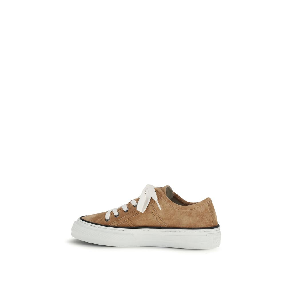 Brunello Cucinelli Beige Calf Leather Bos Taurus Low Top Sneakers - Luxe Nova