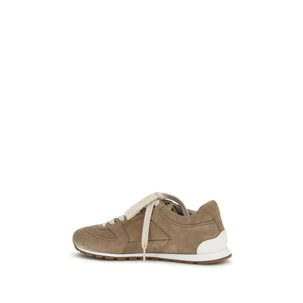 Brunello Cucinelli Beige Calf Leather Bos Taurus Low Top Sneakers - Luxe Nova