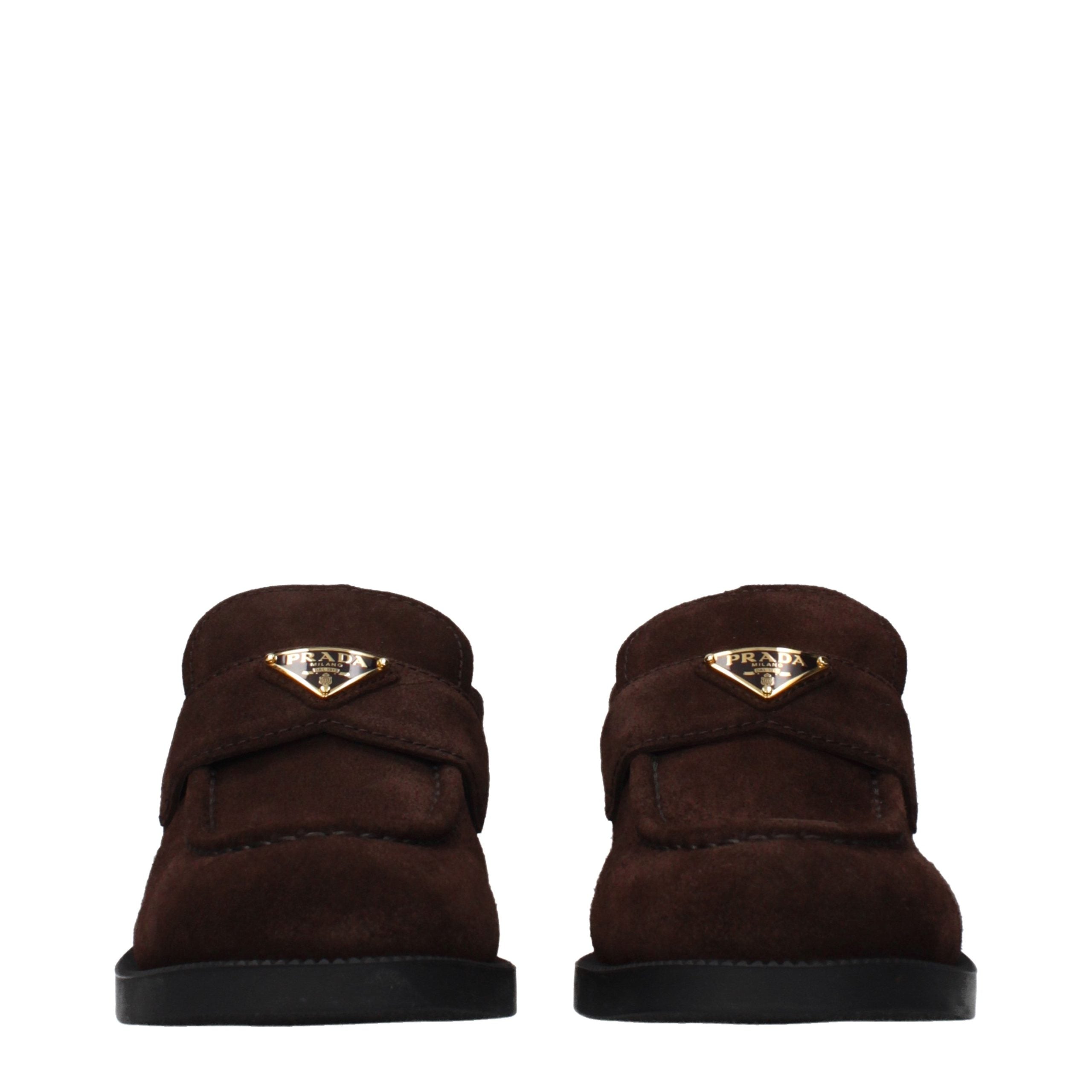 Prada Brown Leather Slip-On Loafers