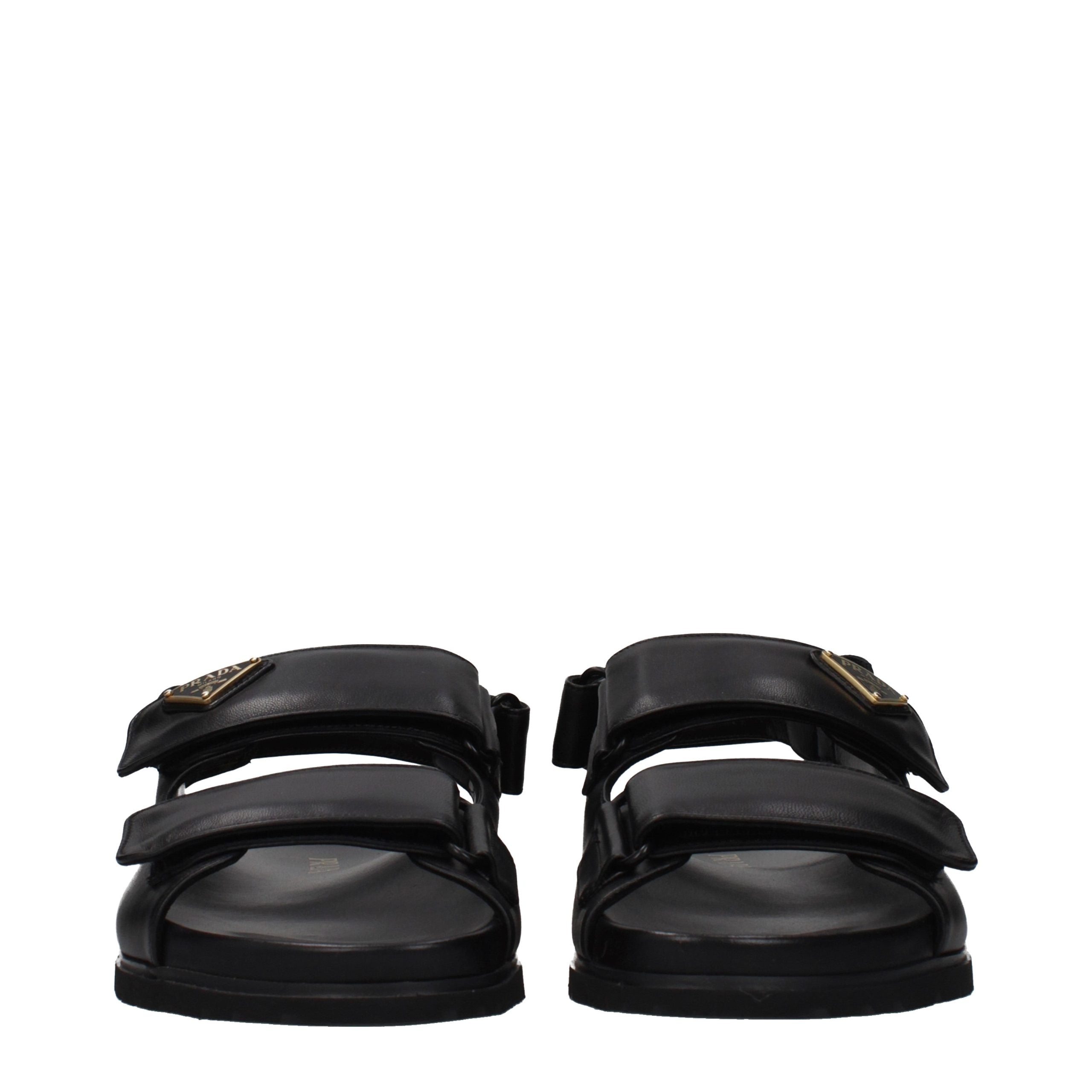 Prada Black Leather Sandals - Luxe Nova