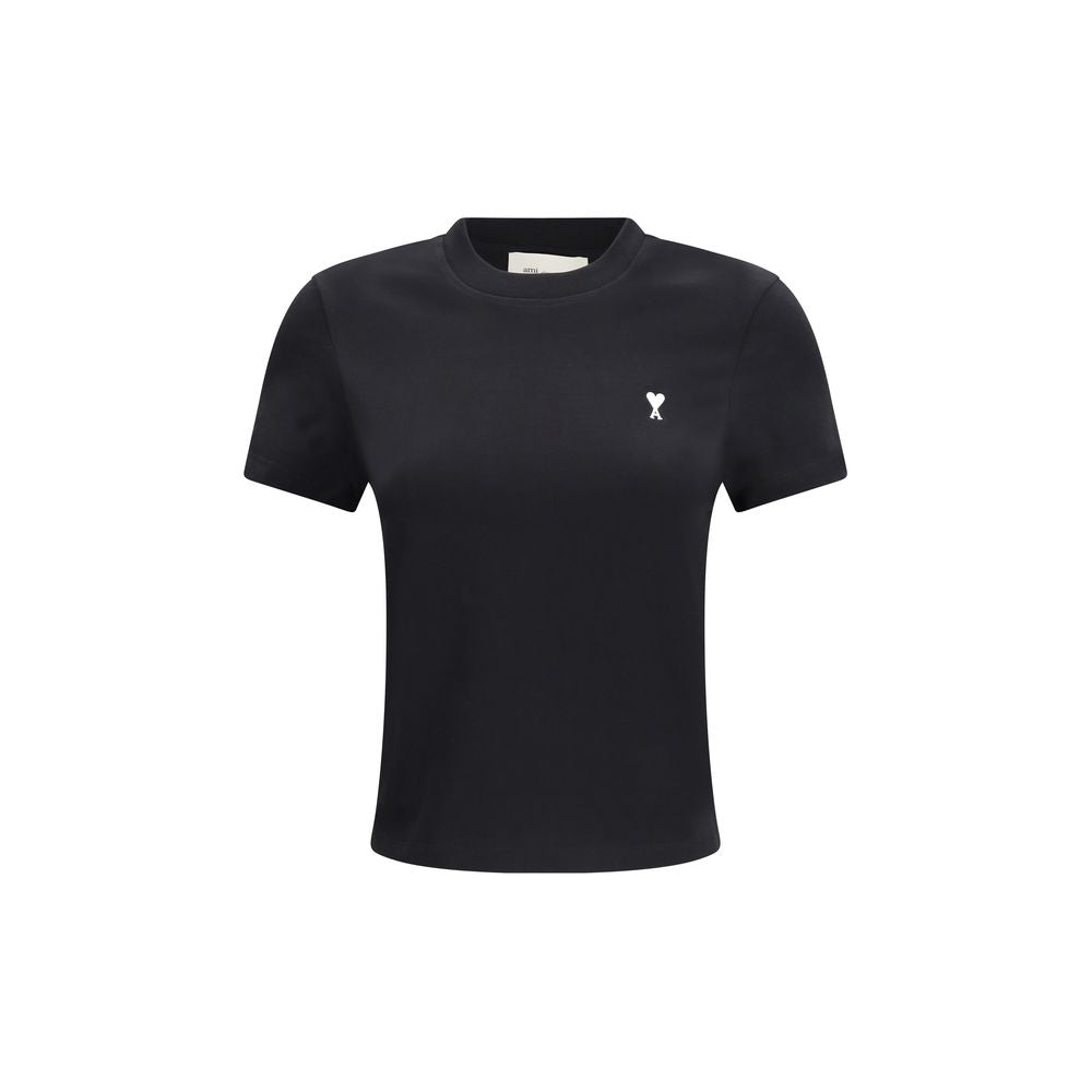 Ami Paris Black Cotton T-Shirt - Luxe Nova