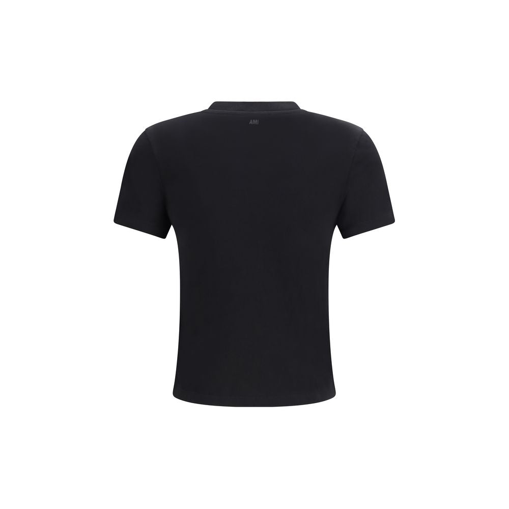 Ami Paris Black Cotton T-Shirt - Luxe Nova