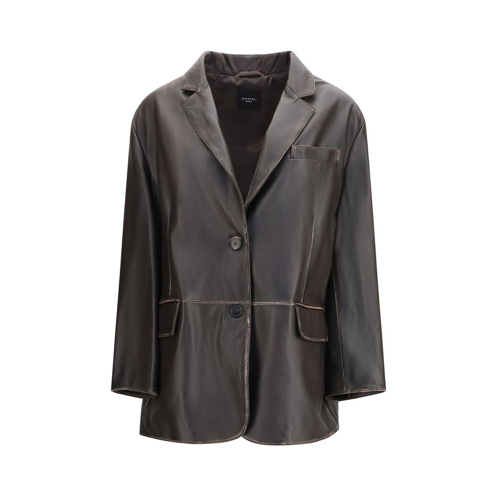 Max Mara Brown Leather Jacket - Luxe Nova