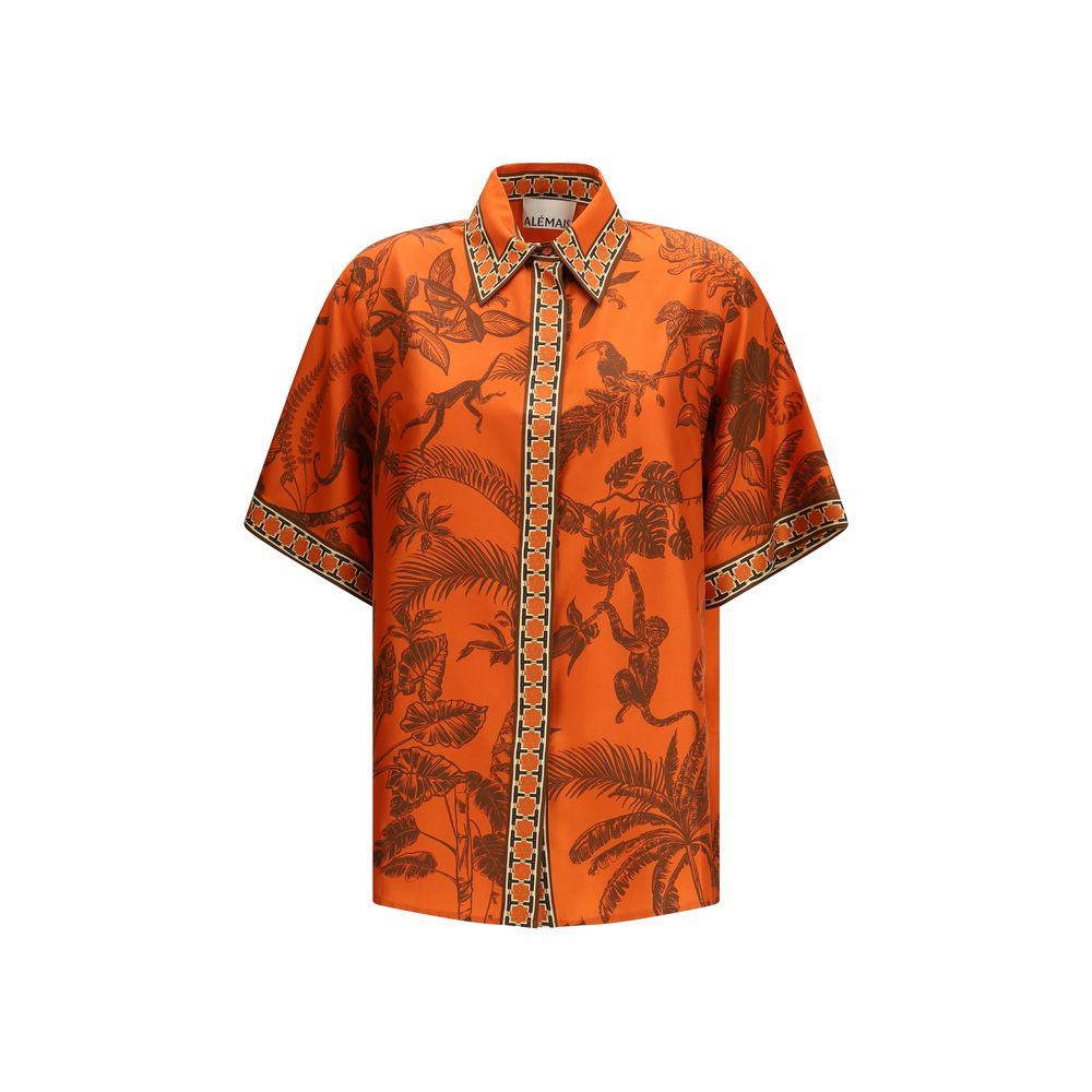 Alemais Orange Silk Pattern Shirt - Luxe Nova