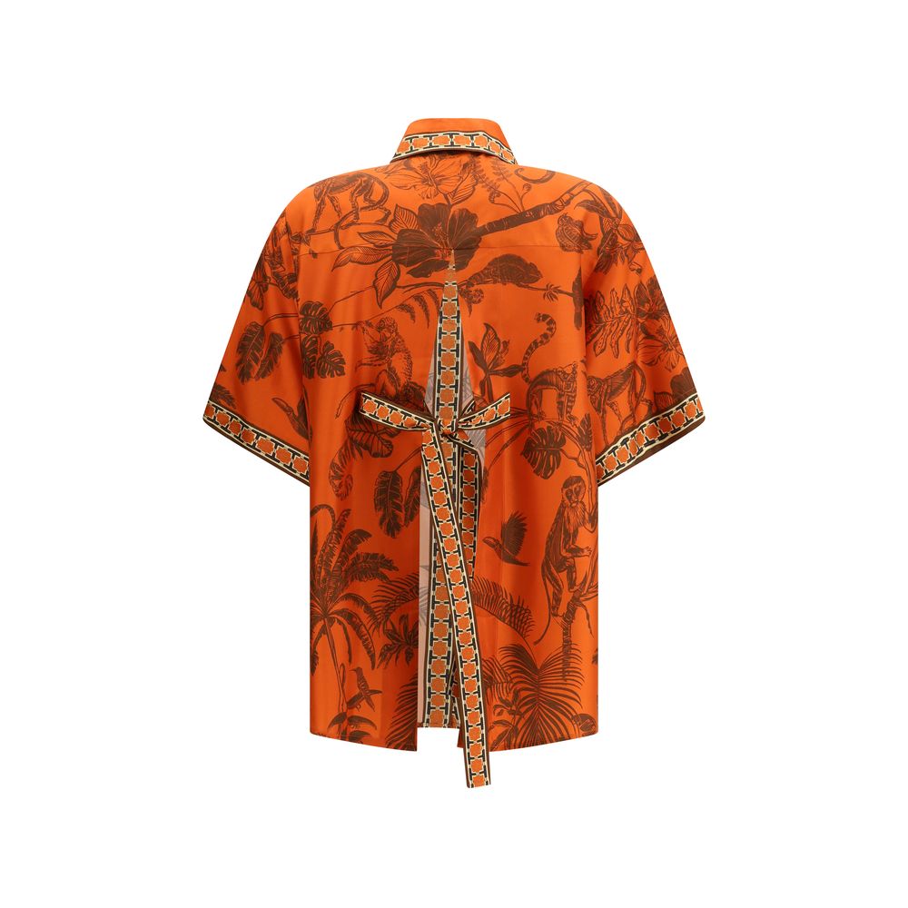 Alemais Orange Silk Pattern Shirt - Luxe Nova