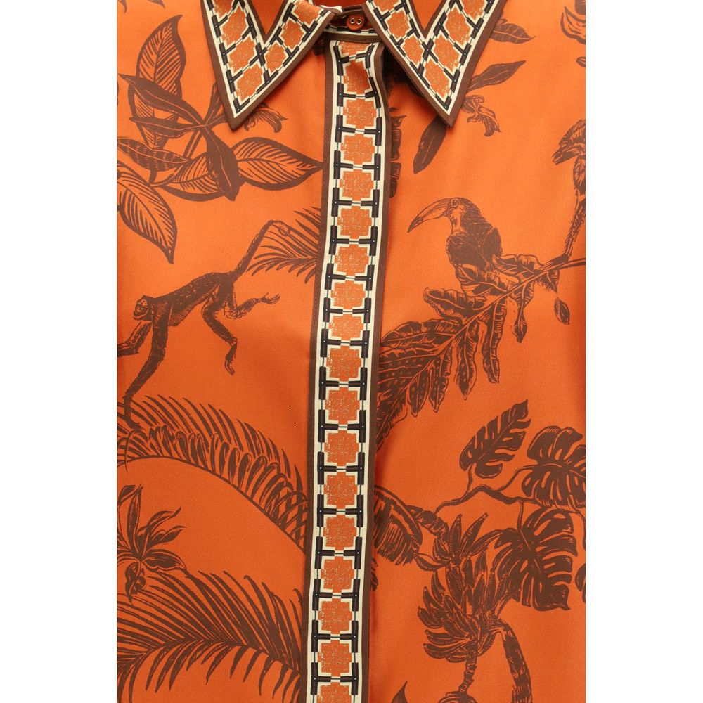 Alemais Orange Silk Pattern Shirt - Luxe Nova