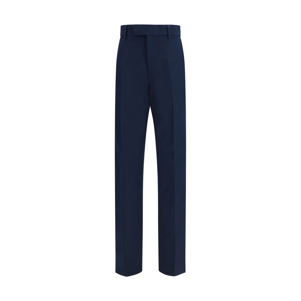Ferragamo Blue Cotton Chino Pants - Luxe Nova