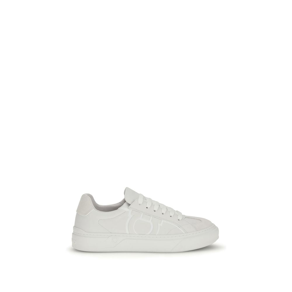 Ferragamo White Calf Leather Bos Taurus Sneakers - Luxe Nova