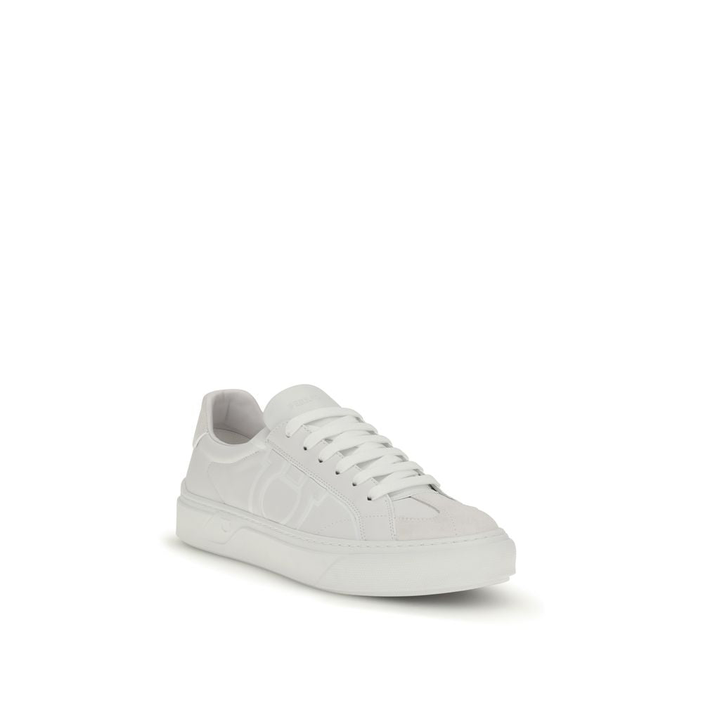 Ferragamo White Calf Leather Bos Taurus Sneakers - Luxe Nova