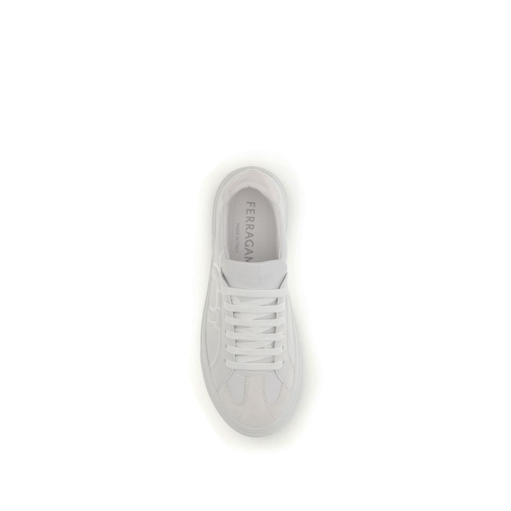 Ferragamo White Calf Leather Bos Taurus Sneakers - Luxe Nova