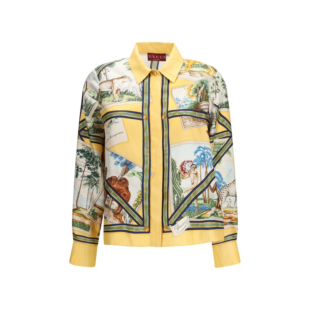Gucci Bicolor Silk Pattern Shirt - Luxe Nova