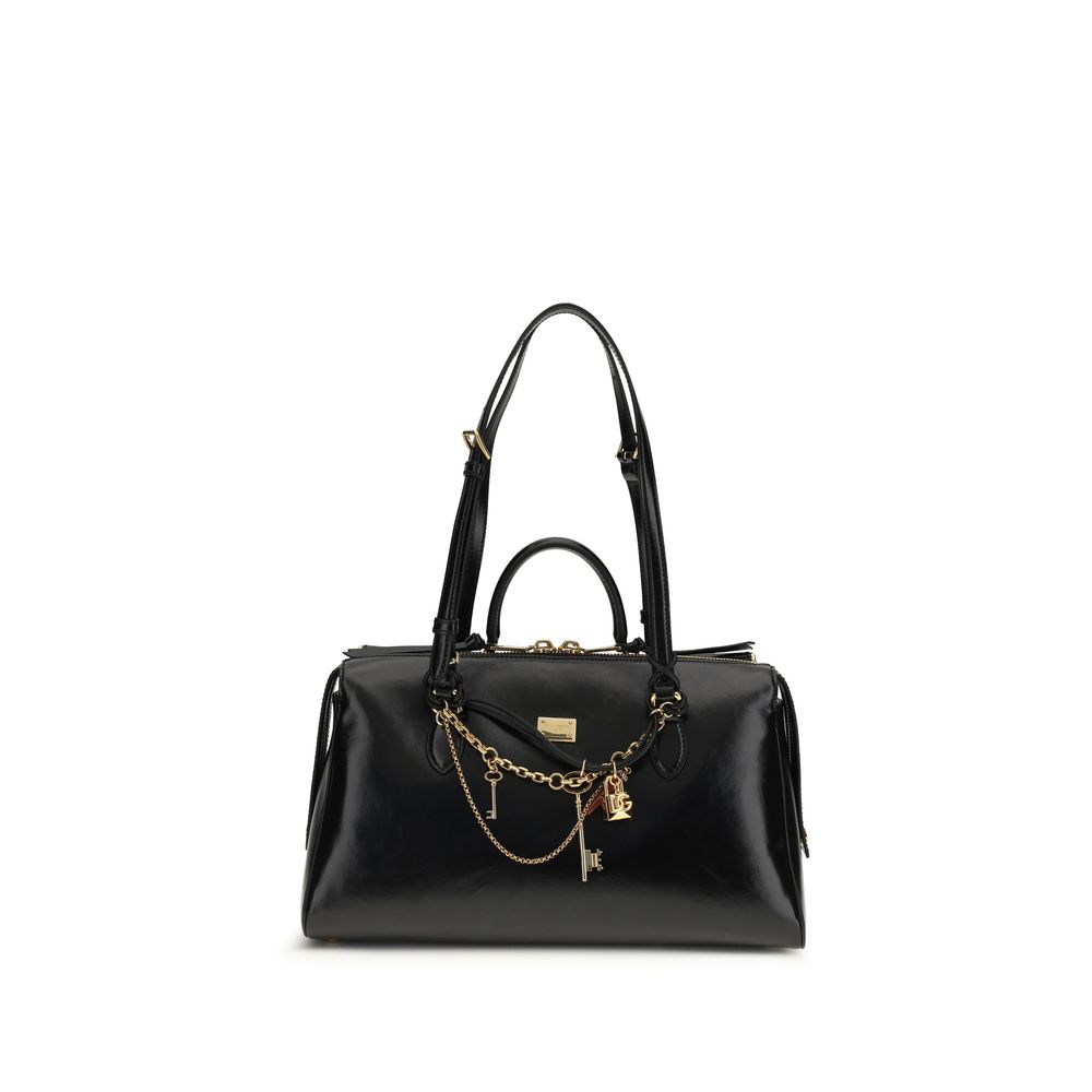 Dolce & Gabbana Black Calf Leather Bos Taurus Shoulder Bag - Luxe Nova