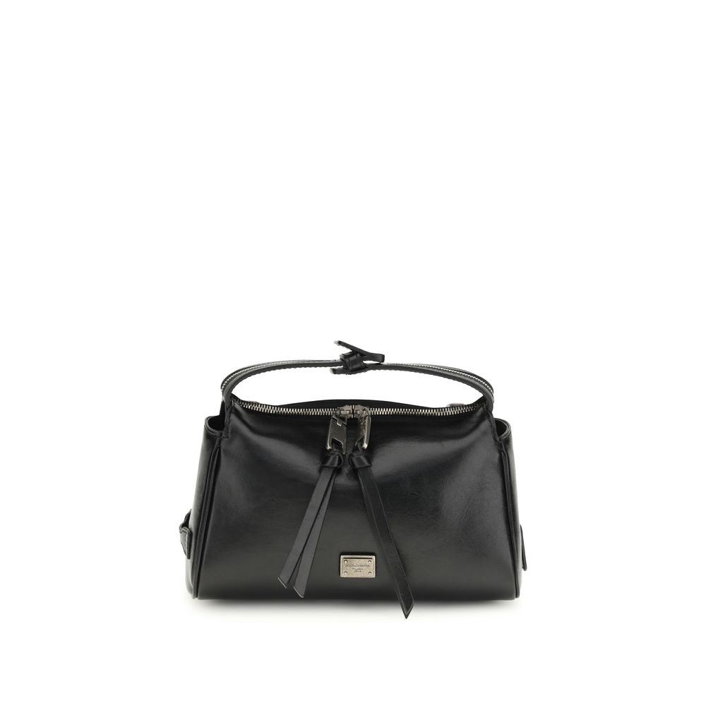 Dolce & Gabbana Black Calf Leather Bos Taurus Shoulder Bag - Luxe Nova