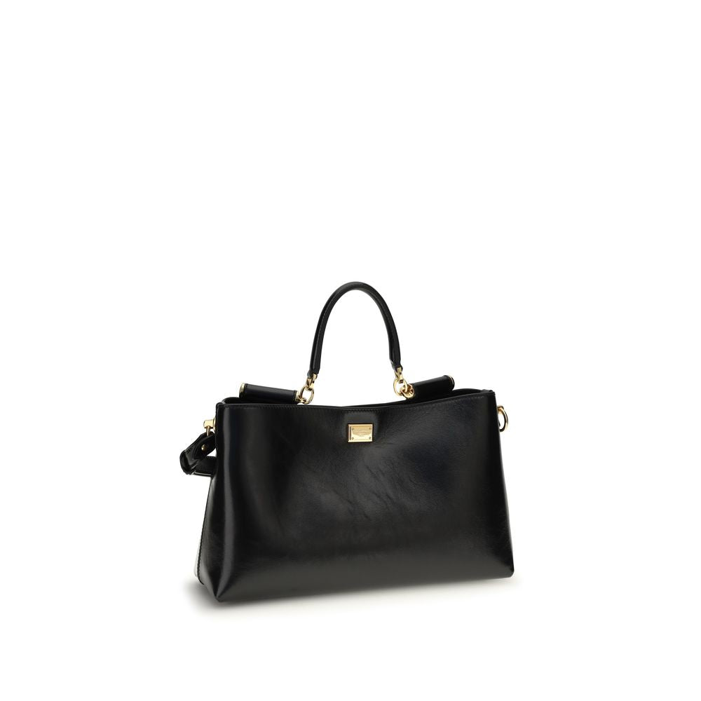 Dolce & Gabbana Black Calf Leather Bos Taurus Shoulder Bag - Luxe Nova