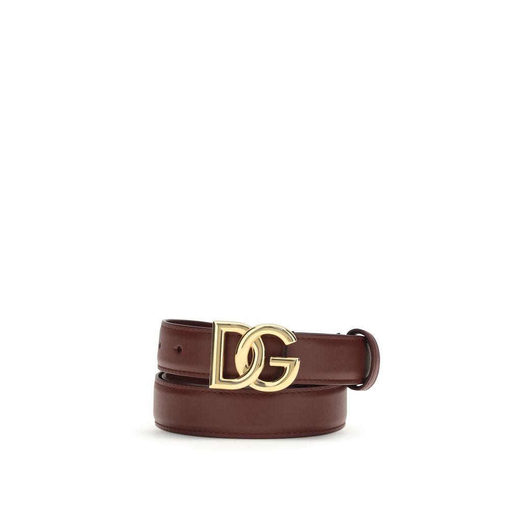 Dolce & Gabbana Bordeaux Calf Leather Bos Taurus Regular Belt - Luxe Nova