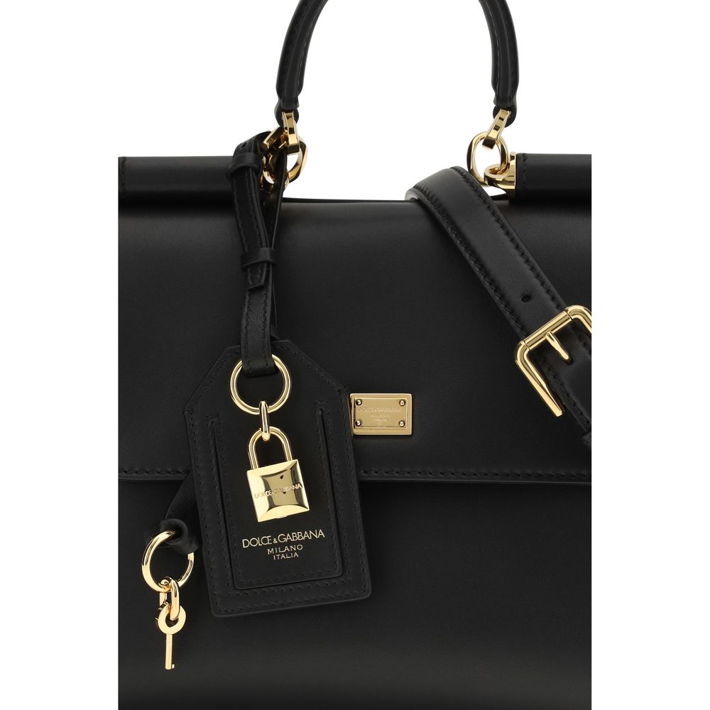 Dolce & Gabbana Black Calf Leather Bos Taurus Shoulder Bag - Luxe Nova