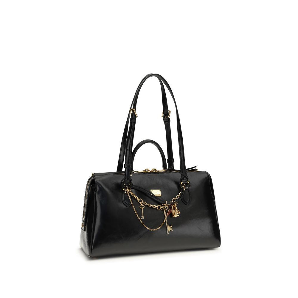 Dolce & Gabbana Black Calf Leather Bos Taurus Shoulder Bag - Luxe Nova
