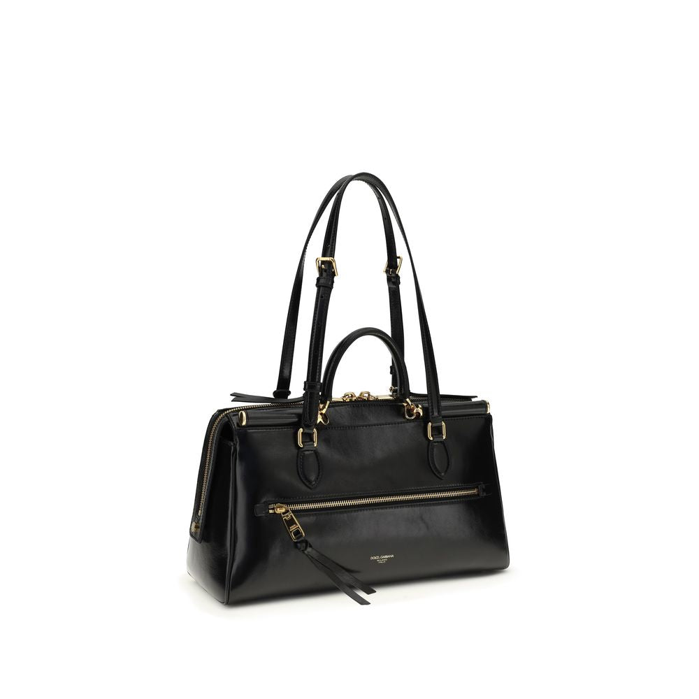 Dolce & Gabbana Black Calf Leather Bos Taurus Shoulder Bag - Luxe Nova