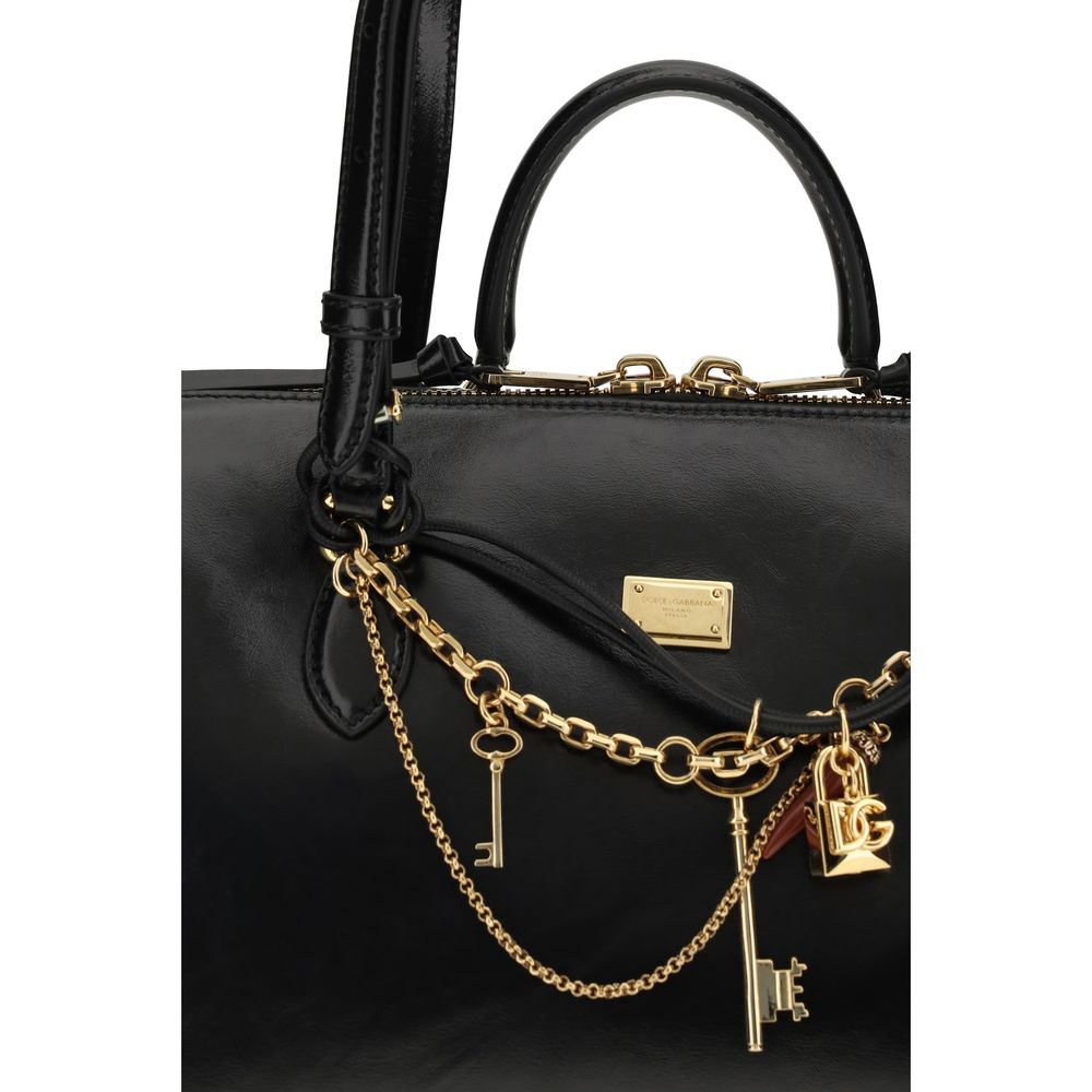 Dolce & Gabbana Black Calf Leather Bos Taurus Shoulder Bag - Luxe Nova