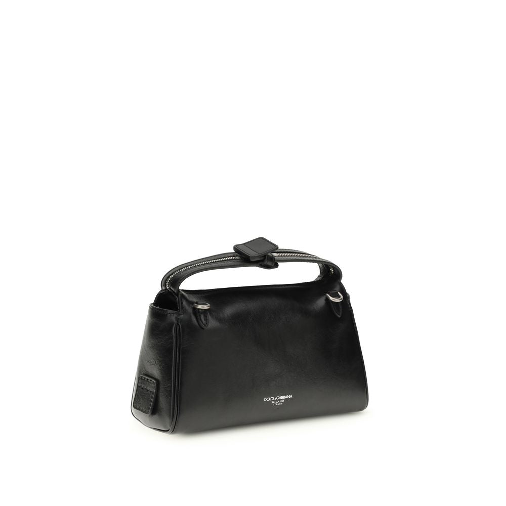 Dolce & Gabbana Black Calf Leather Bos Taurus Shoulder Bag - Luxe Nova