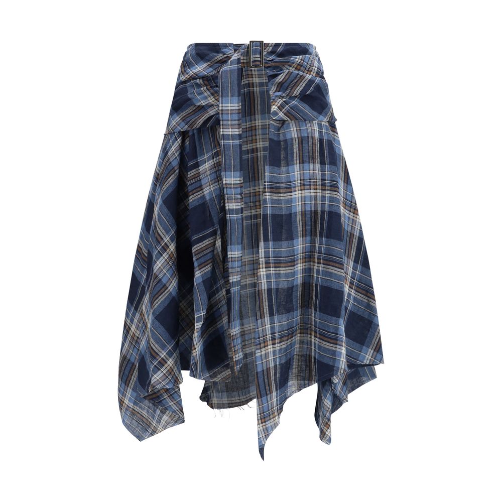 MARBELL Blue Linen Midi Skirt - Luxe Nova