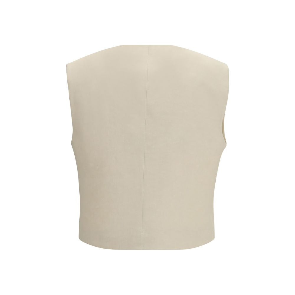 P.A.R.O.S.H. Beige Wool Sleveless Jacket - Luxe Nova