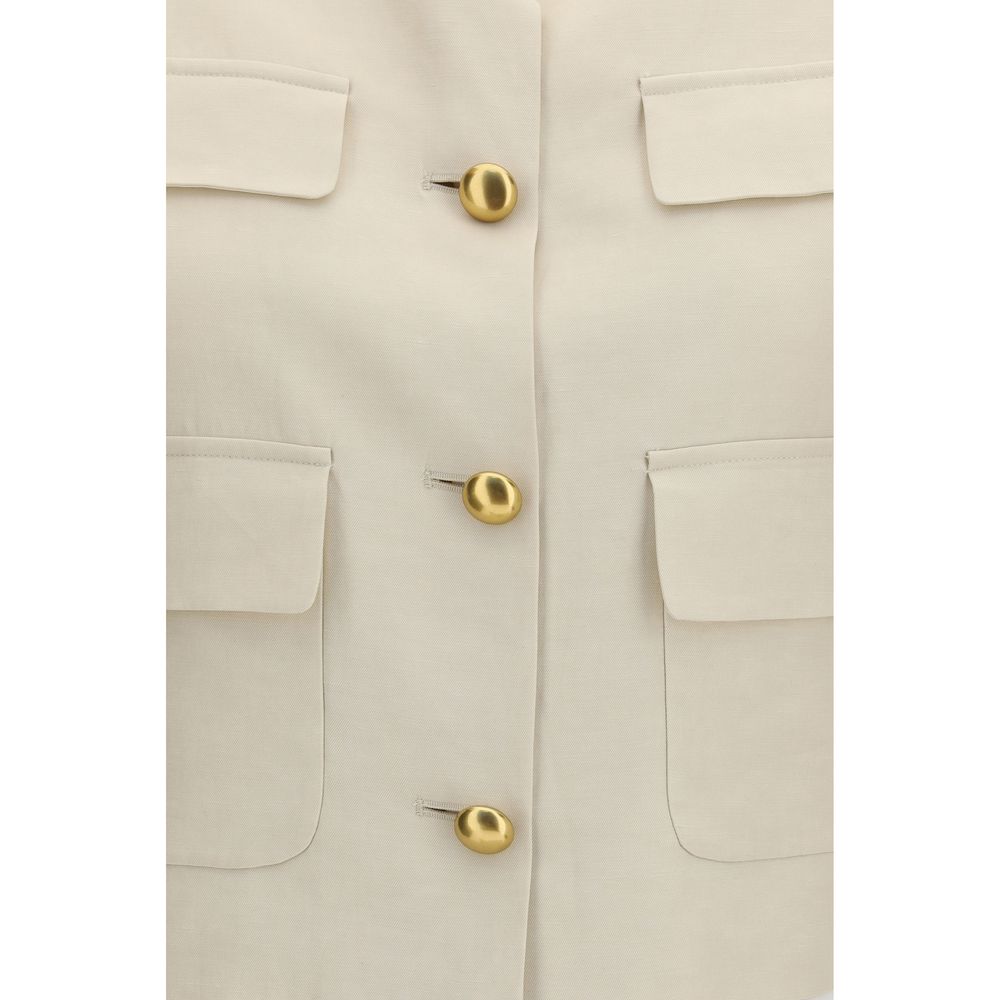 P.A.R.O.S.H. Beige Wool Sleveless Jacket - Luxe Nova