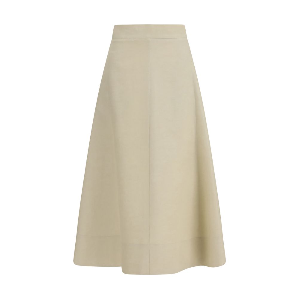 P.A.R.O.S.H. Beige Linen Midi Skirt - Luxe Nova