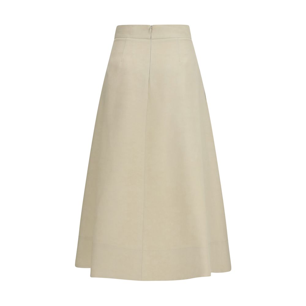 P.A.R.O.S.H. Beige Linen Midi Skirt - Luxe Nova