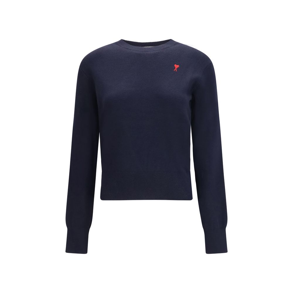 Ami Paris Blue Merino Wool Sweatshirt - Luxe Nova