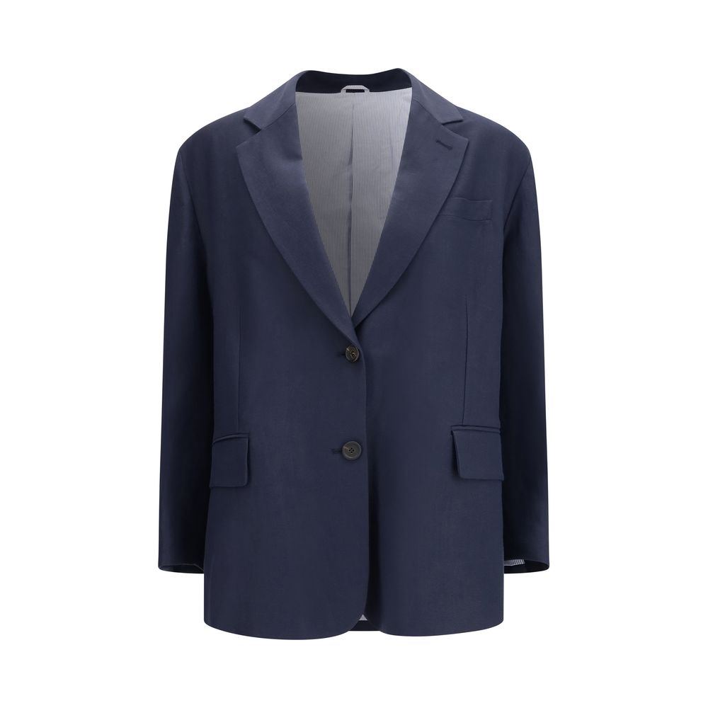 Brunello Cucinelli Blue Viscose Coat - Luxe Nova