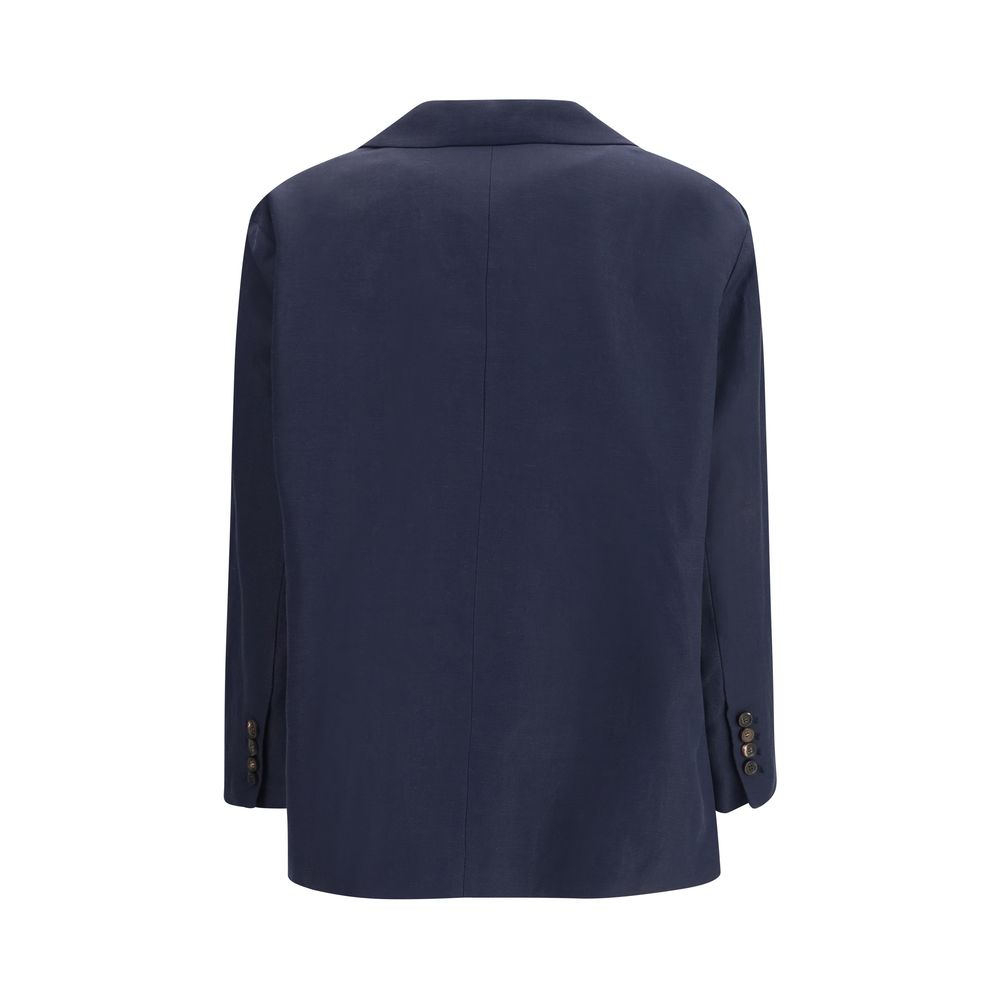 Brunello Cucinelli Blue Viscose Coat - Luxe Nova
