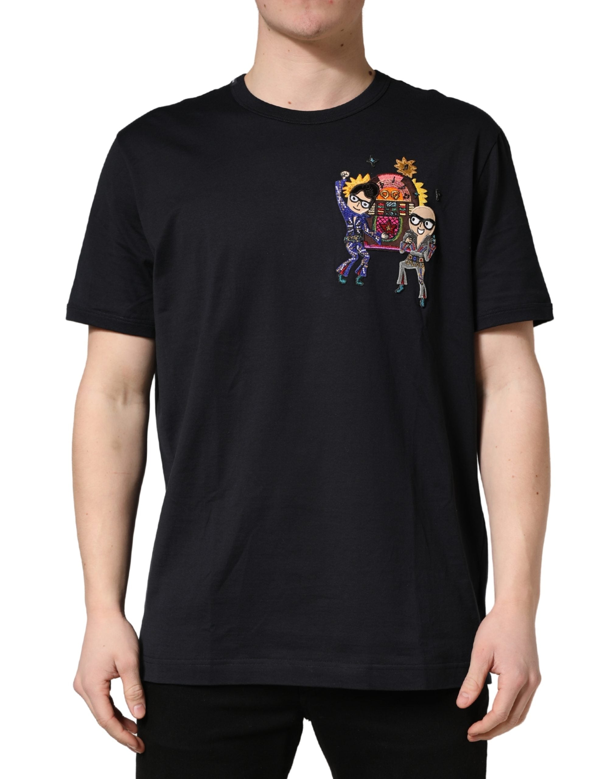 Dolce & Gabbana Black #DGFAMILY Patch Men Crew Neck T-shirt - Luxe Nova