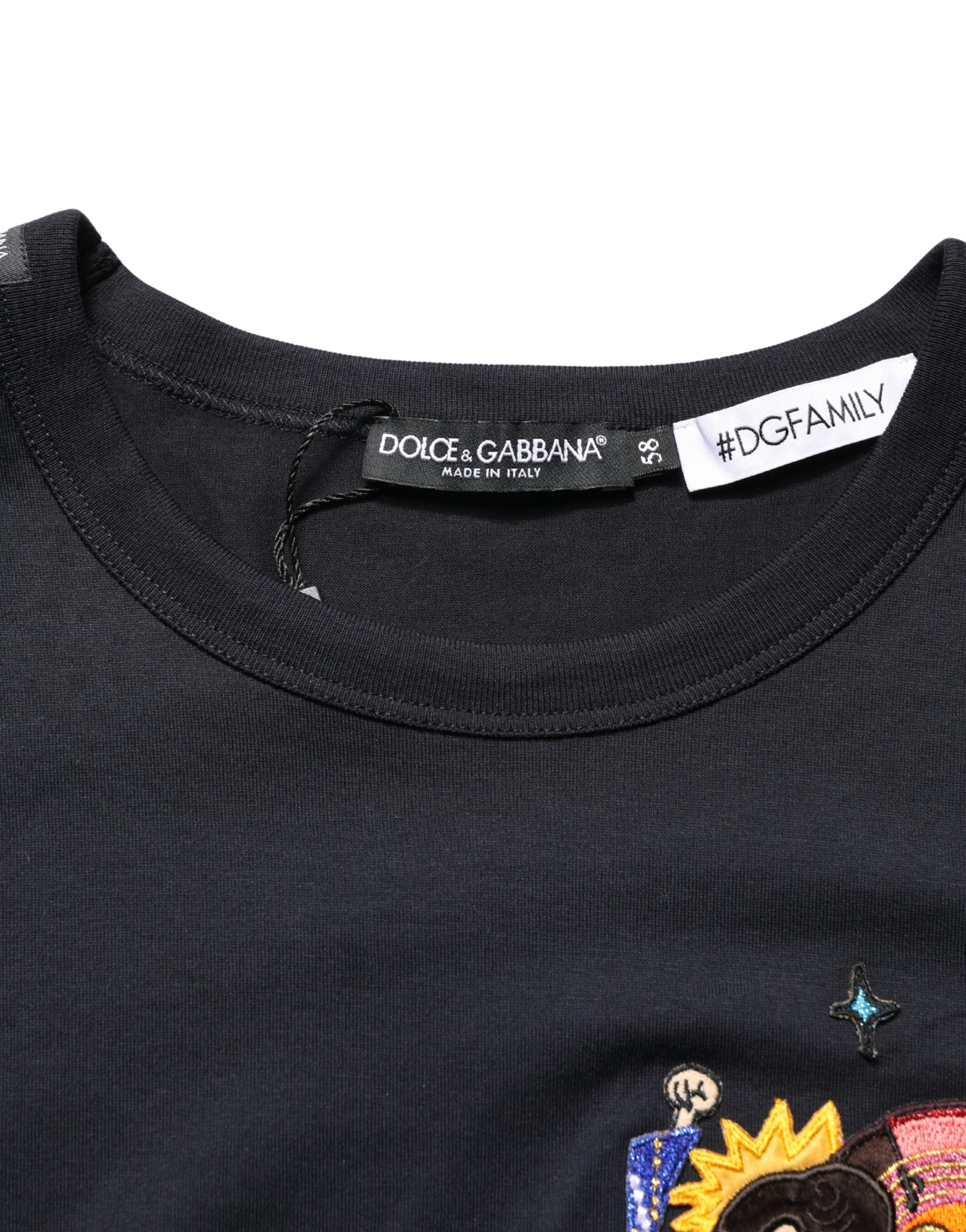 Dolce & Gabbana Black #DGFAMILY Patch Men Crew Neck T-shirt - Luxe Nova