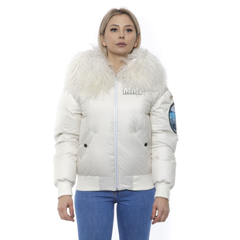 Mr&Mrs Italy White Polyester Women Bomber Jacket - Luxe Nova