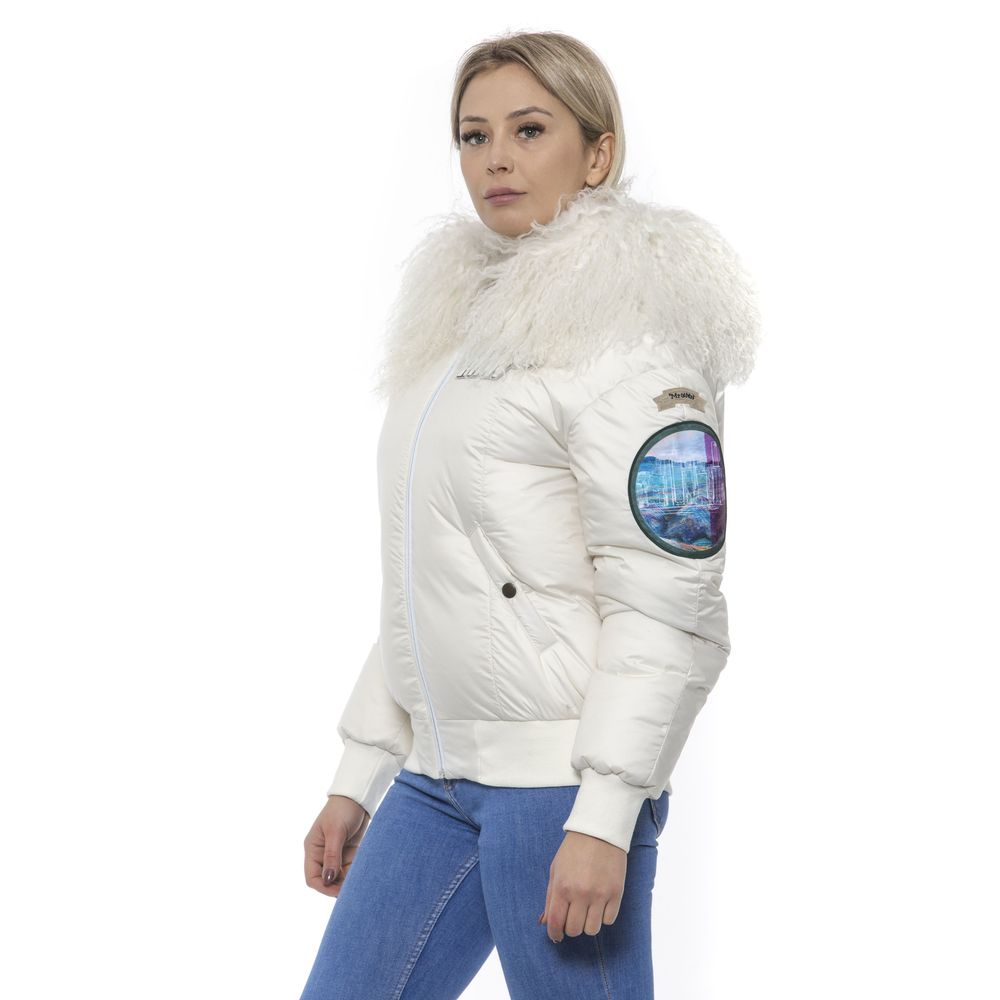 Mr&Mrs Italy White Polyester Women Bomber Jacket - Luxe Nova