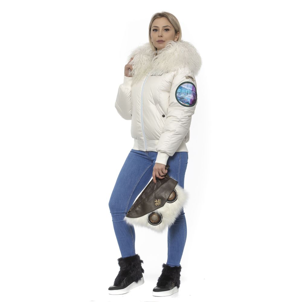 Mr&Mrs Italy White Polyester Women Bomber Jacket - Luxe Nova