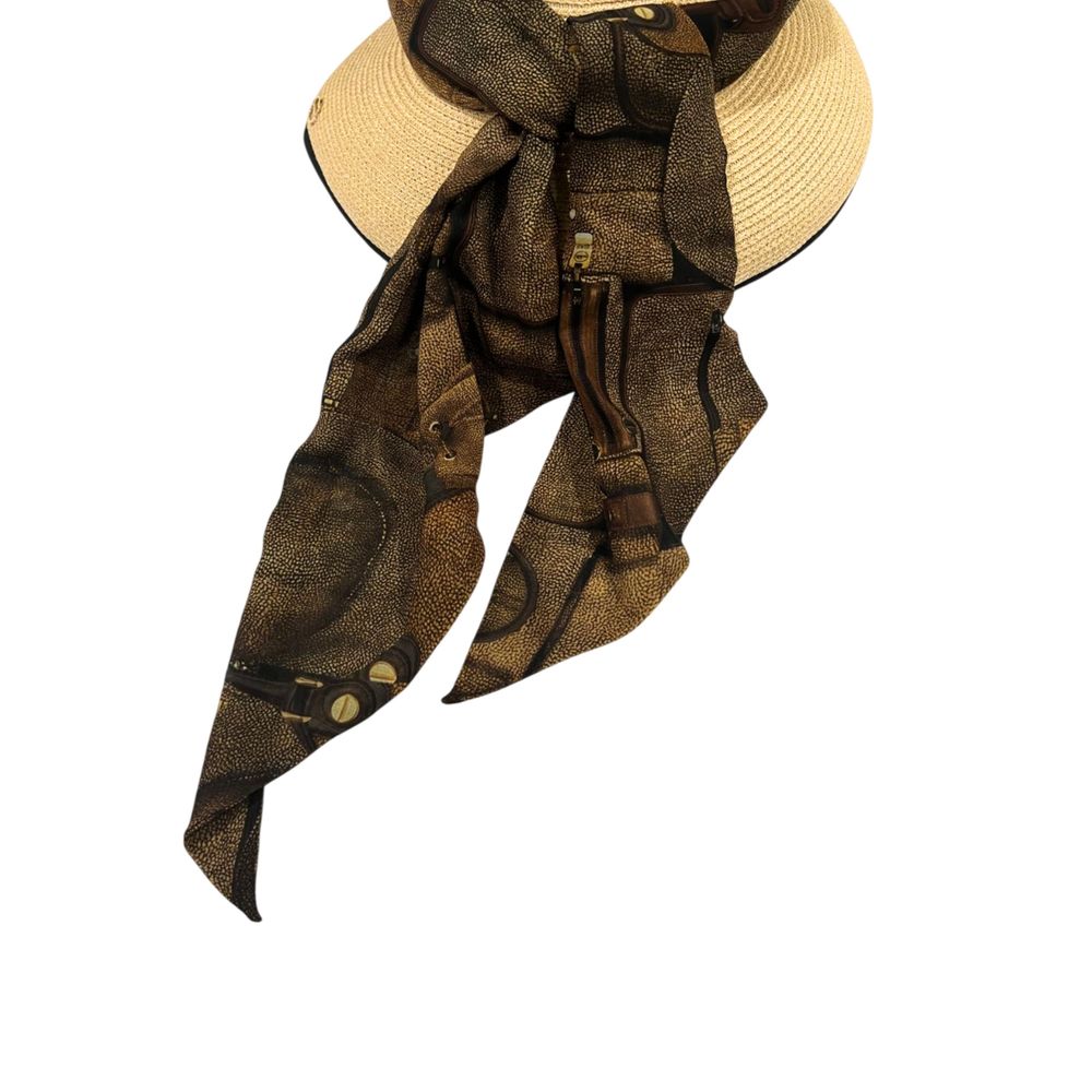 Borbonese Beige Papier Women Hat With Scarf - Luxe Nova