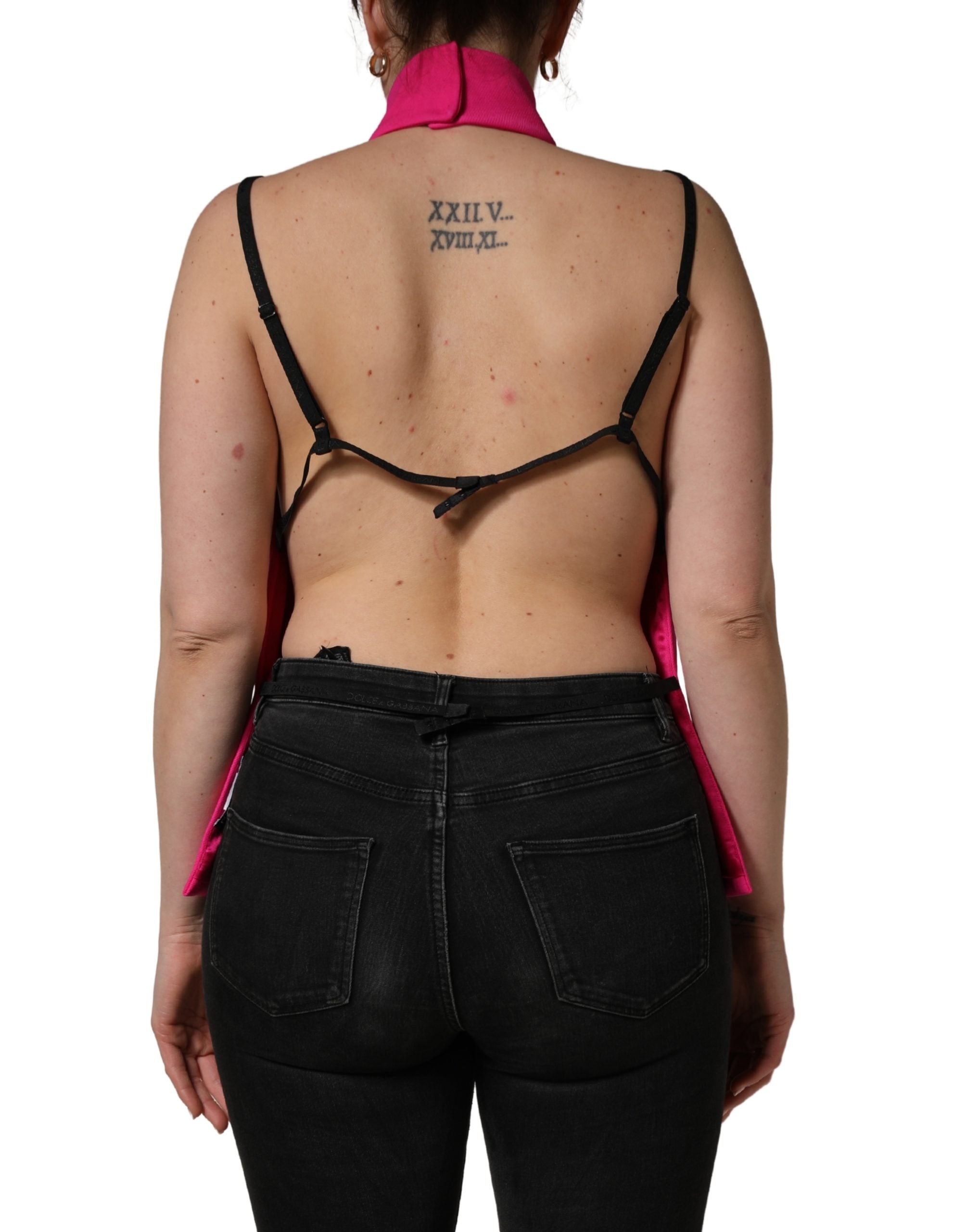 Dolce & Gabbana Hot Pink Wool Backless Sleeveless Tank Top