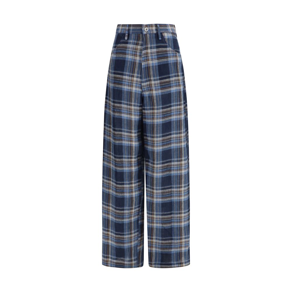 MARBELL Blue Linen Casual Pants - Luxe Nova