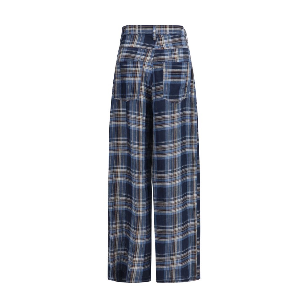 MARBELL Blue Linen Casual Pants - Luxe Nova
